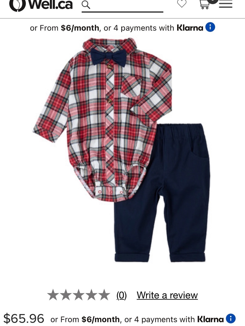 Baby Plaid Shirt Bodysuit and Navy Pants Set - Red/Navy